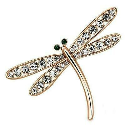 LO2826 - Flash Rose Gold White Metal Brooches with Top Grade Crystal in Clear