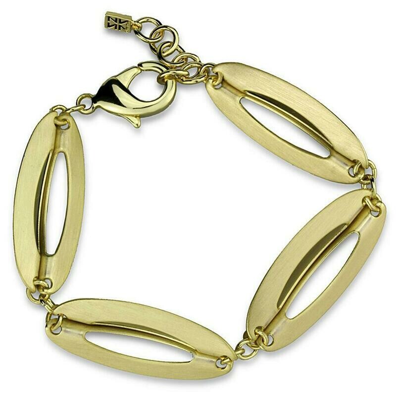 LO3941 - Gold &amp; Brush Brass Bracelet with No Stone