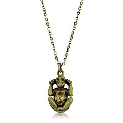 LO3832 - Antique Copper Brass Chain Pendant with Top Grade Crystal in Citrine Yellow