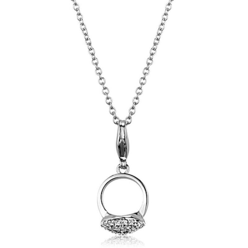 LO3492 - Rhodium Brass Pendant with AAA Grade CZ  in Clear