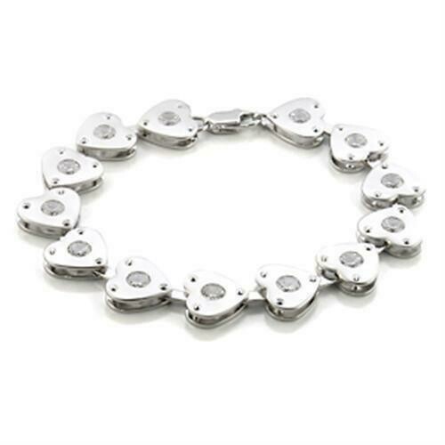 LO586 - Matte Rhodium &amp; Rhodium Brass Bracelet with AAA Grade CZ  in Clear