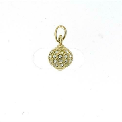 LOA391 - Gold Brass Pendant with Top Grade Crystal in Clear