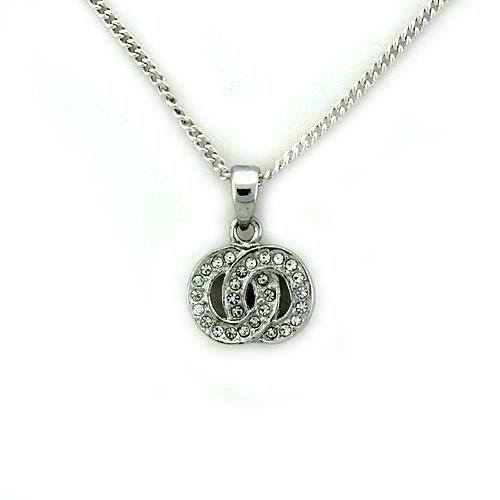 LOA1163 - Rhodium Brass Chain Pendant with Top Grade Crystal in Clear