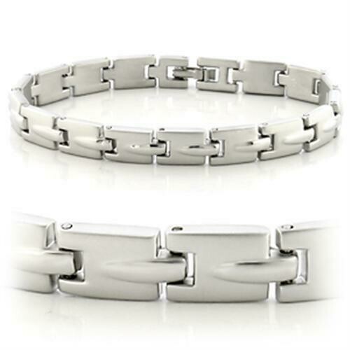 LO606 - Matte Rhodium &amp; Rhodium White Metal Bracelet with No Stone