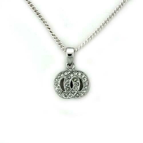 LOA1163 - Rhodium Brass Chain Pendant with Top Grade Crystal  in Clear
