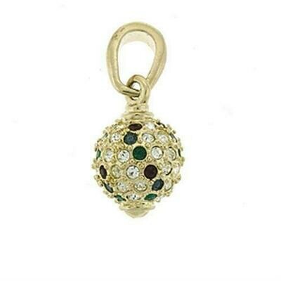 LOA394 - Gold Brass Pendant with Top Grade Crystal in Multi Color
