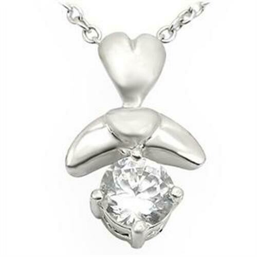LOA716 - Matte Rhodium &amp; Rhodium Brass Pendant with AAA Grade CZ  in Clear