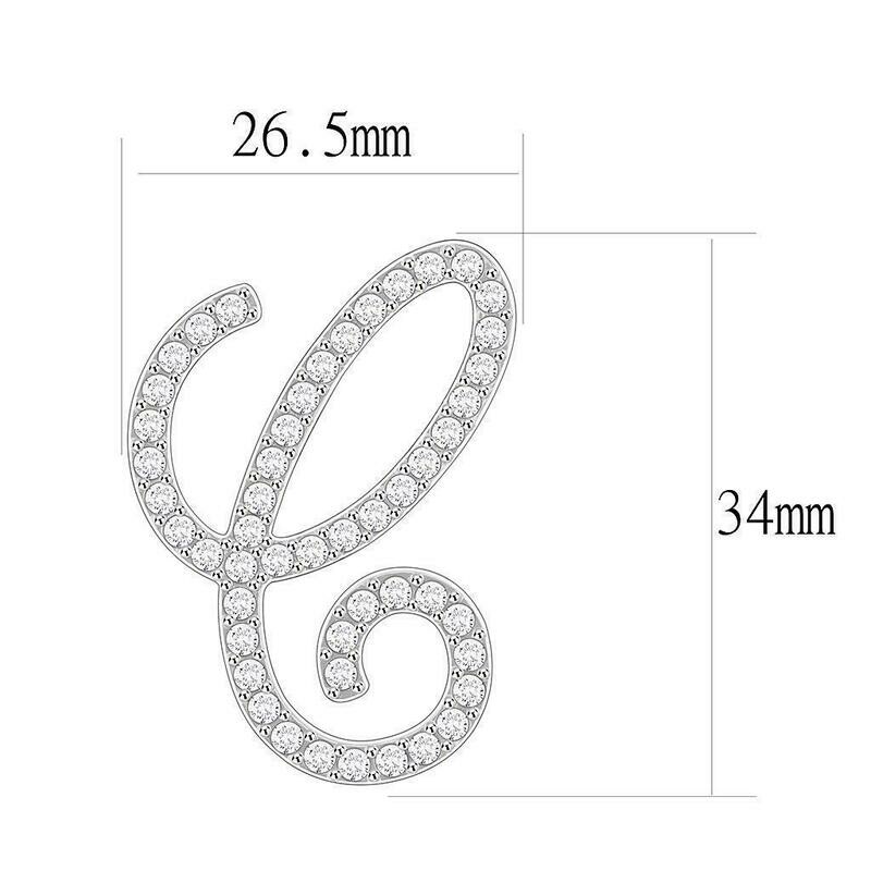 LO685 - Rhodium Brass Brooches with Top Grade Crystal in Clear