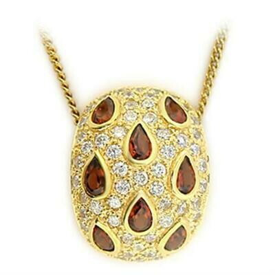 LOS008 - Gold 925 Sterling Silver Pendant with Genuine Stone in Garnet