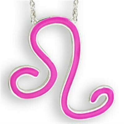 SNK06PINK - Silver Brass Chain Pendant with Epoxy in Rose