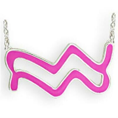 SNK09PINK - Silver Brass Chain Pendant with Epoxy in Rose