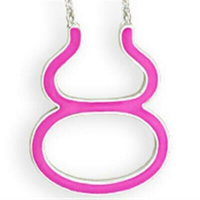 SNK05PINK - Silver Brass Chain Pendant with Epoxy in Rose