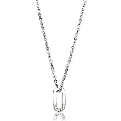 TK3297 - High polished (no plating) Stainless Steel Necklace with Top Grade Crystal in White AB