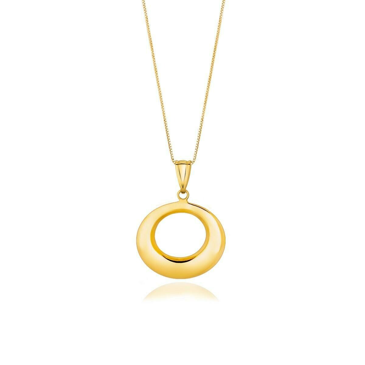 14k Yellow Gold Open Circle Drop Pendant, Size: 18