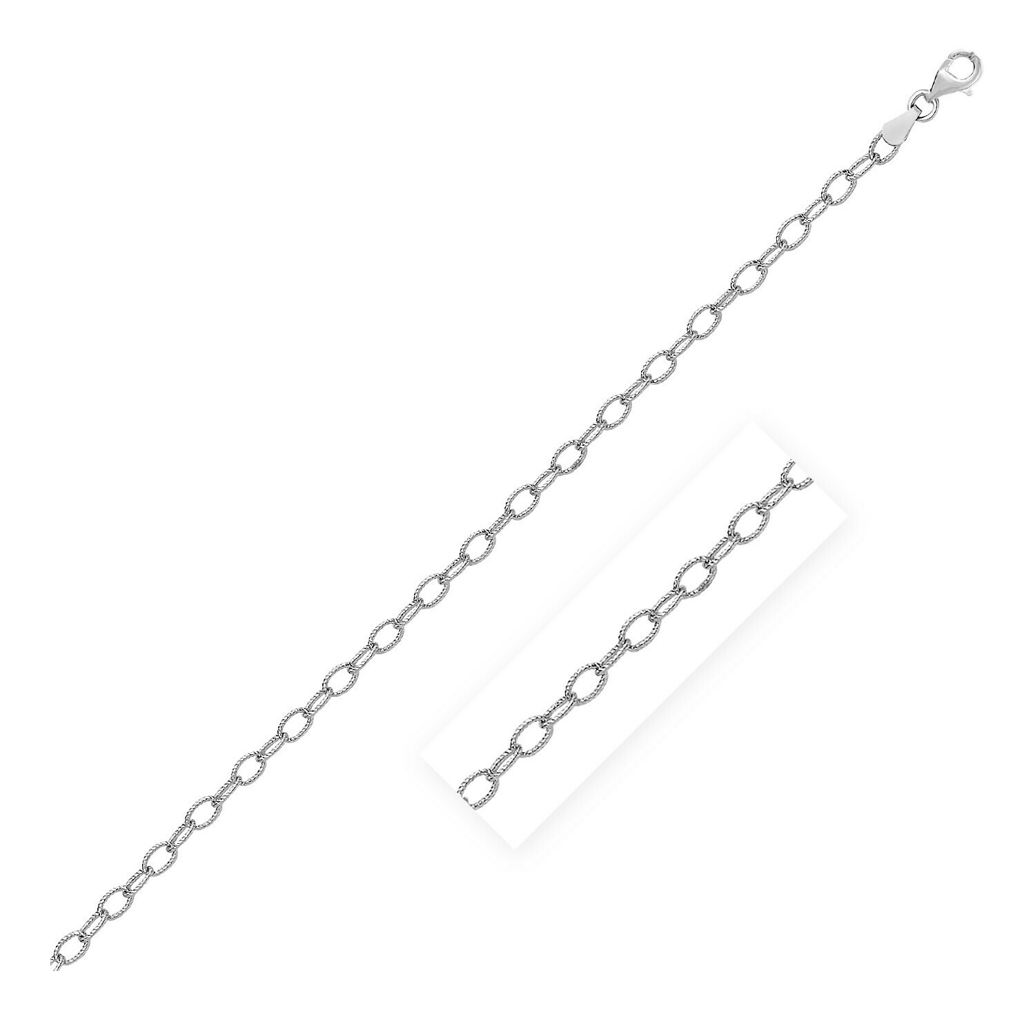 Rhodium Plated 3.5mm Sterling Silver Rolo Style Chain, Size: 18&quot;