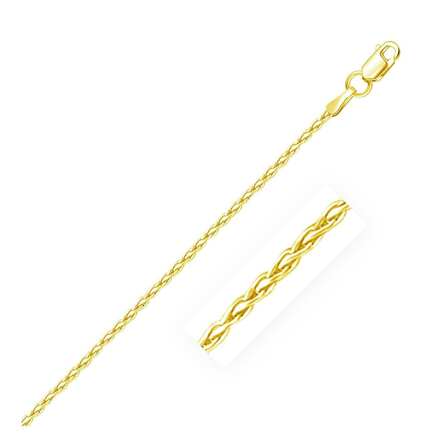 14k Yellow Gold Round Wheat Chain 1.5mm, Size: 16&quot;