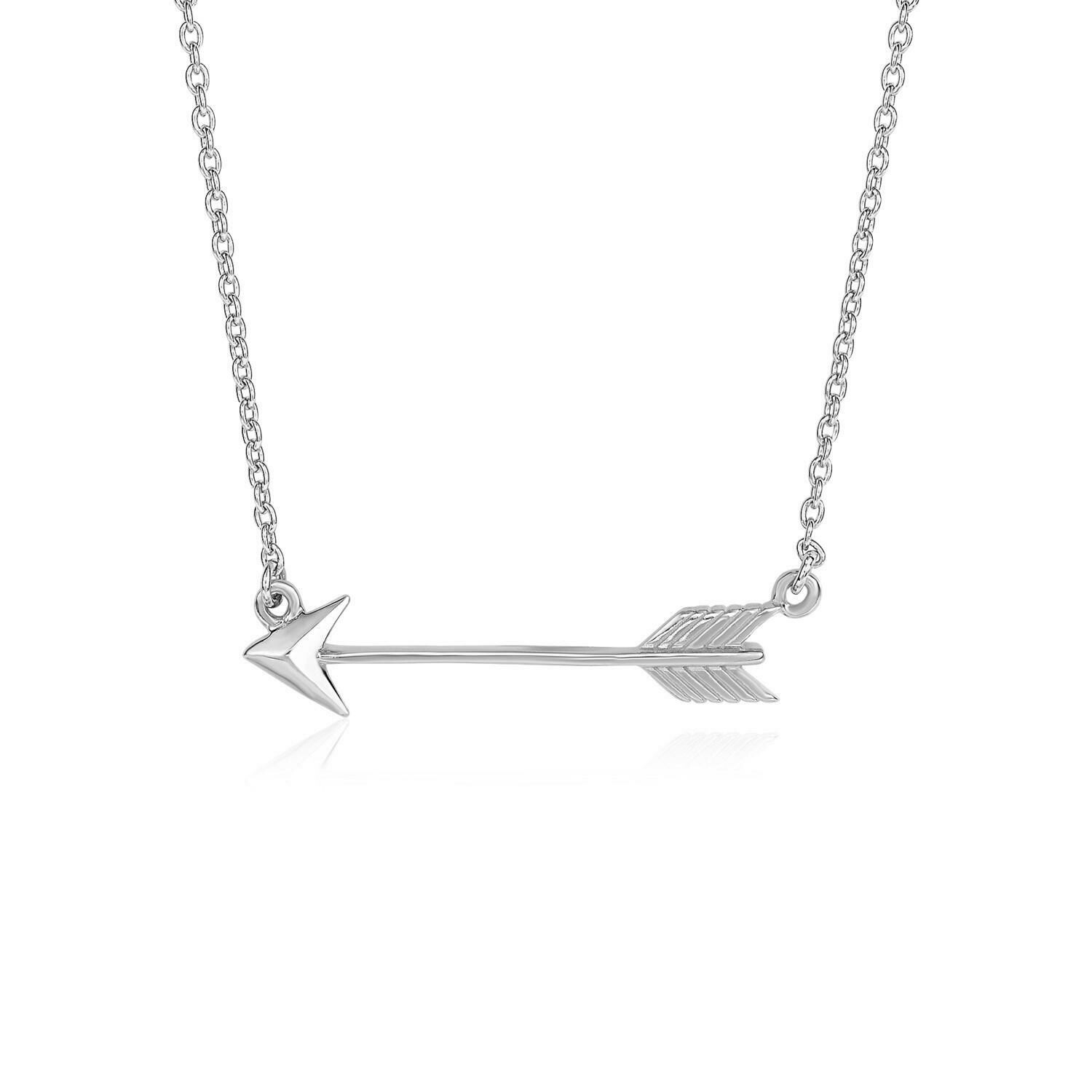 Necklace with Arrow in Sterling Silver, Size: 18&quot;