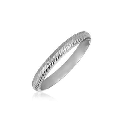14k White Gold Textured Comfort Fit Wedding Band
