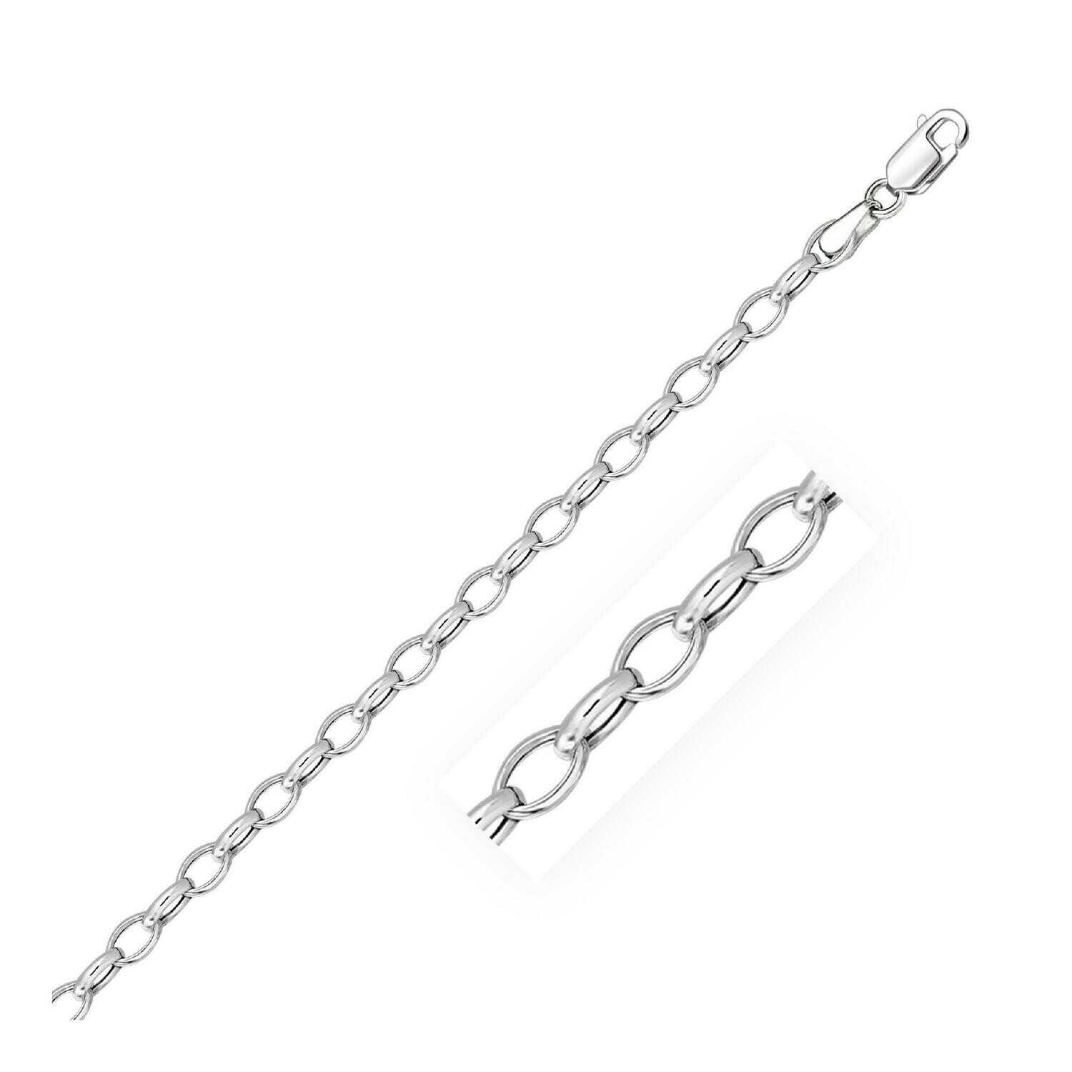 4.6mm 14k White Gold Oval Rolo Chain, Size: 18&quot;