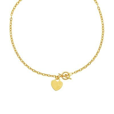 Toggle Necklace with Heart Charm in 14k Yellow Gold