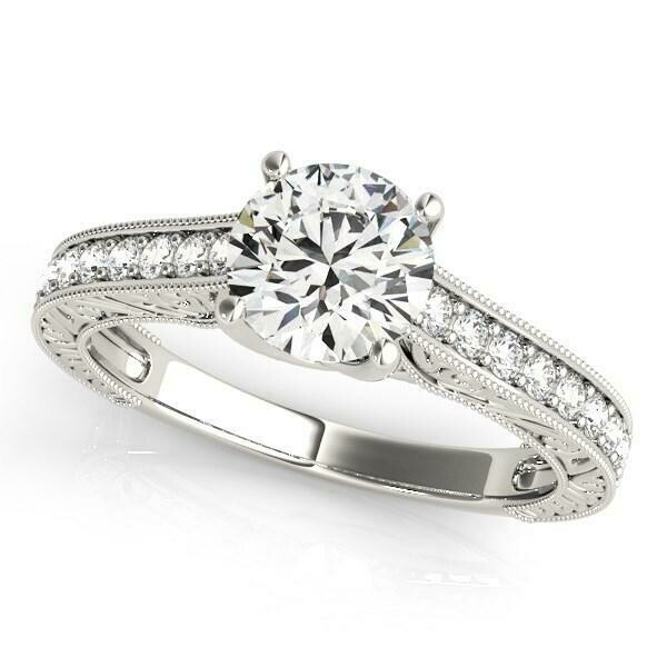 14k White Gold Trellis Antique Style Diamond Engagement Ring (1 1/4 cttw), Size: 3