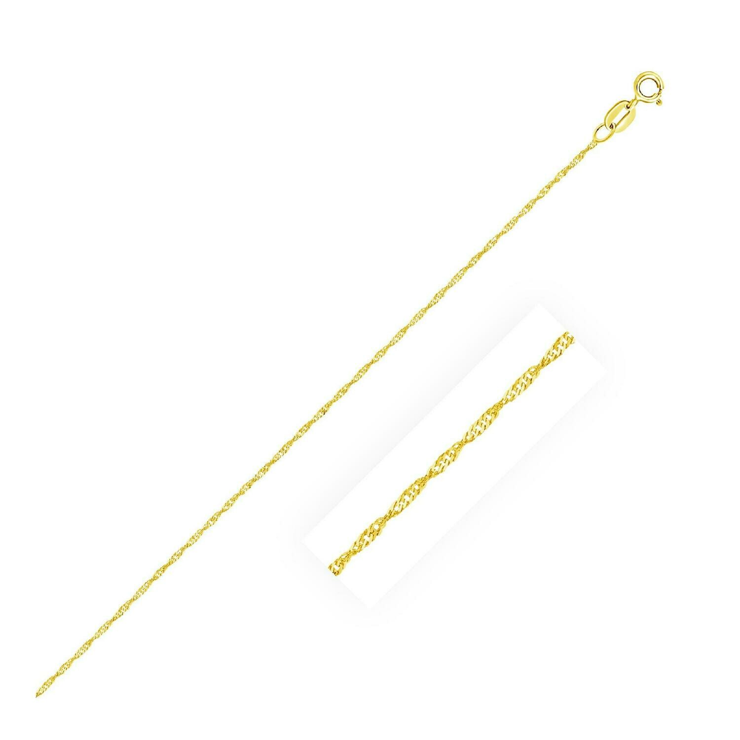 10k Yellow Gold Singapore Chain 0.8mm, Size: 16&quot;