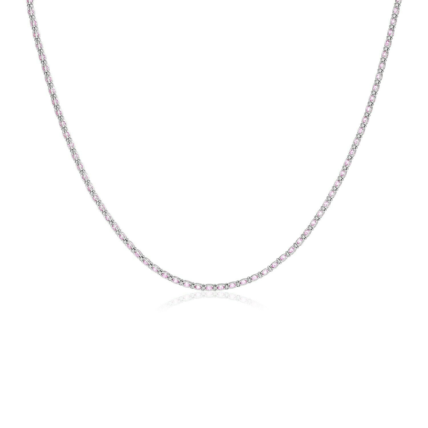 Sterling Silver 18 inch Necklace with Pink Cubic Zirconias
