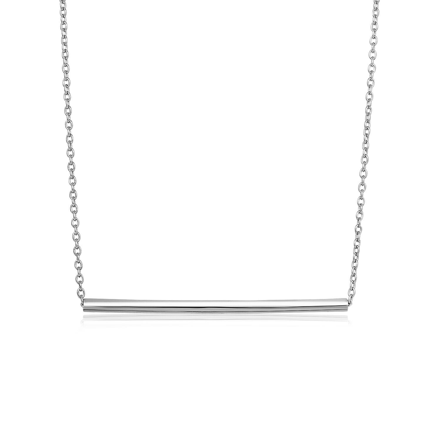 Sterling Silver Polished Straight Bar Necklace