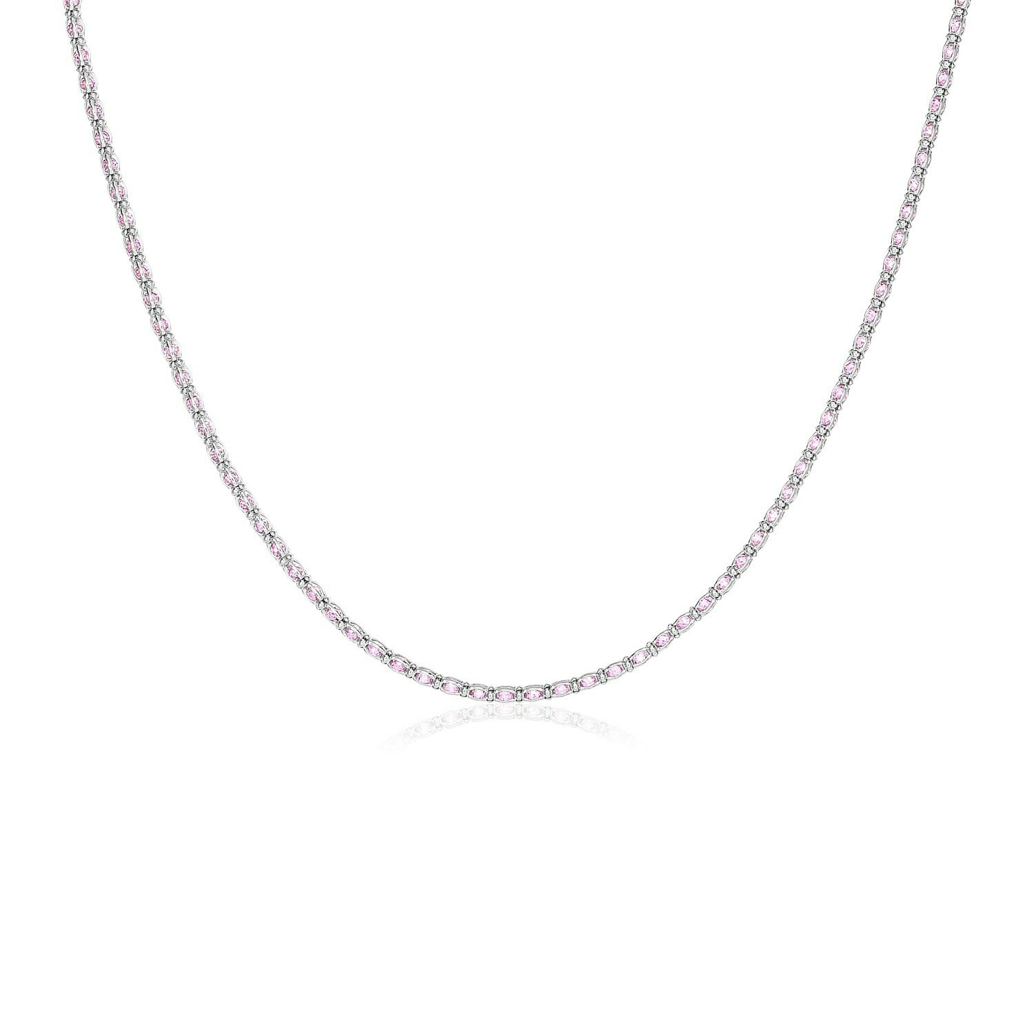 Sterling Silver 18 inch Necklace with Pink Cubic Zirconias, Size: 18&quot;