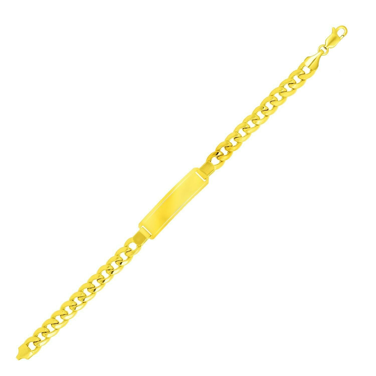 14k Yellow Gold Men&#39;s ID Cuban Chain Bracelet