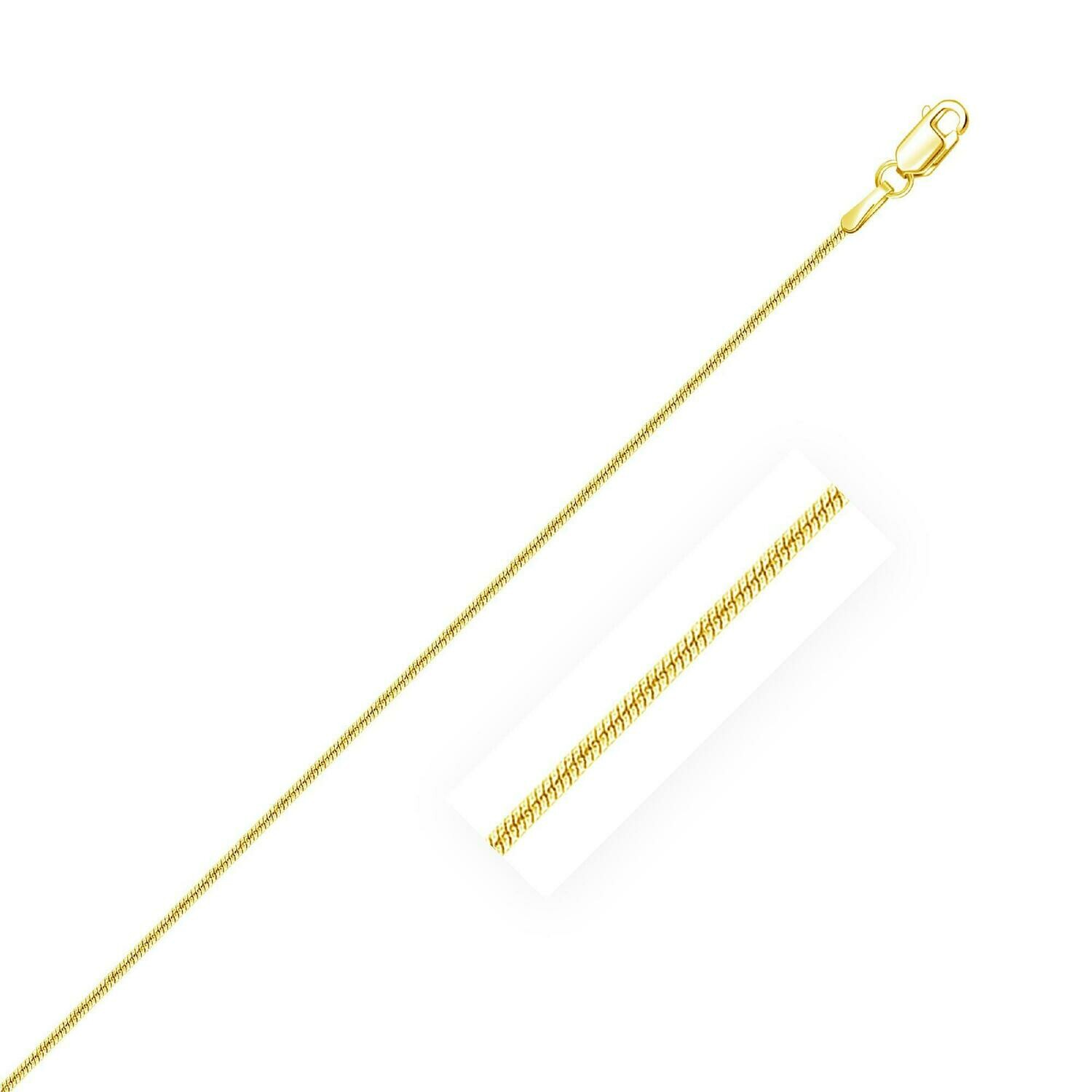 14k Yellow Gold Round Snake Chain 0.9mm, Size: 16&quot;