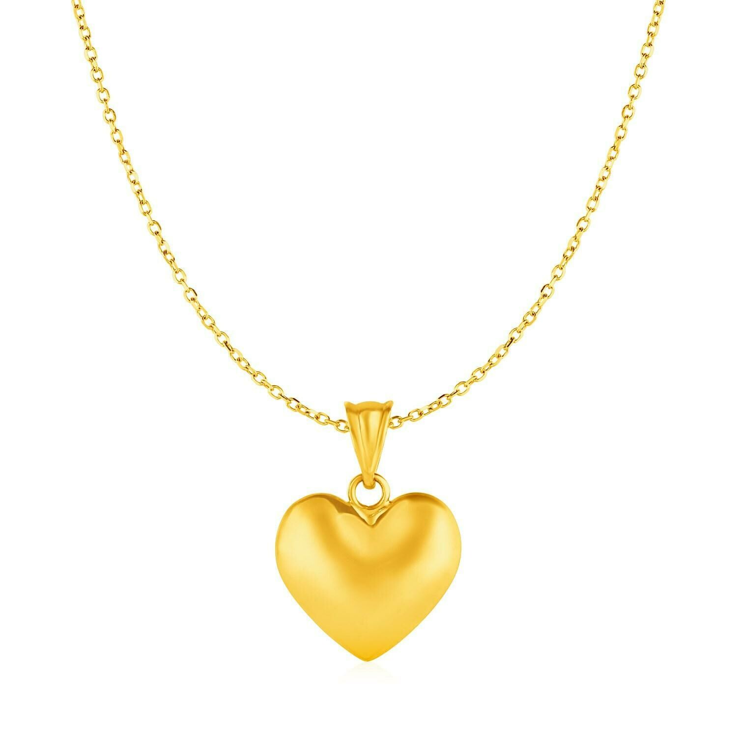 Puffed Heart Pendant in 10k Yellow Gold