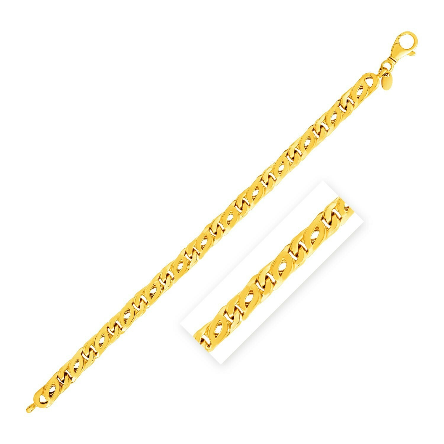 14k Yellow Gold 8 1/2 inch Mens Polished Abstract Link Bracelet, Size: 8.5&quot;