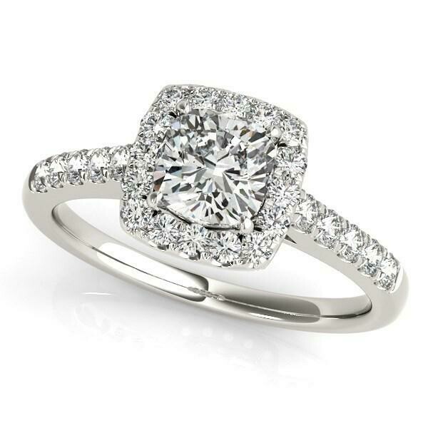 14k White Gold Square Outer Shape Round Diamond Engagement Ring (3/4 cttw), Size: 3