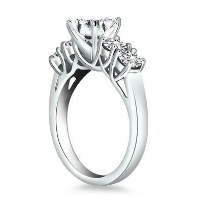 14k White Gold Five Stone Diamond Trellis Engagement Ring