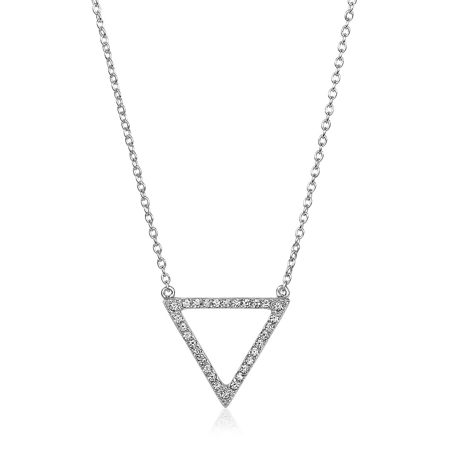 Sterling Silver Triangle Necklace with Cubic Zirconias