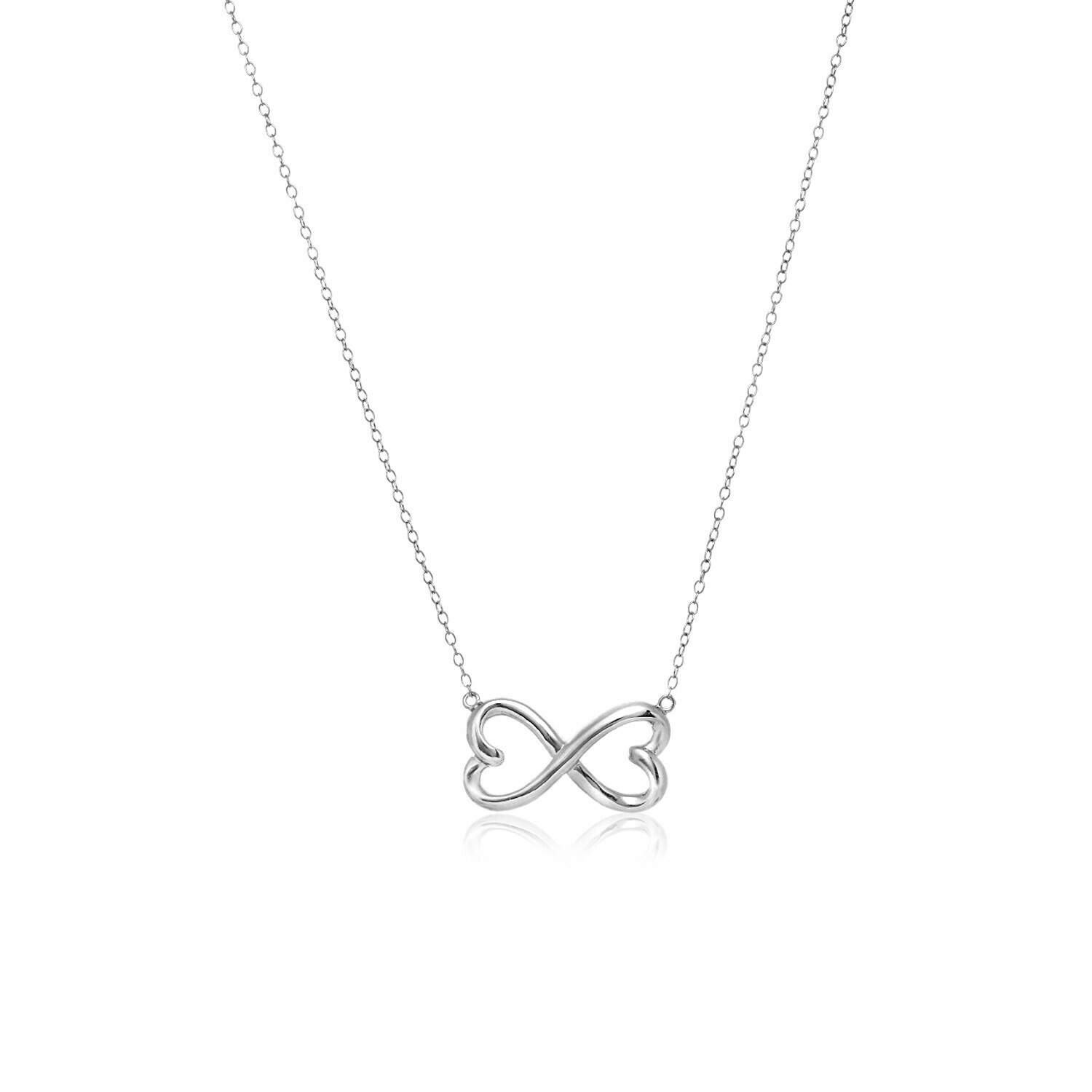 Sterling Silver Infinity Double Heart Necklace, Size: 18&quot;