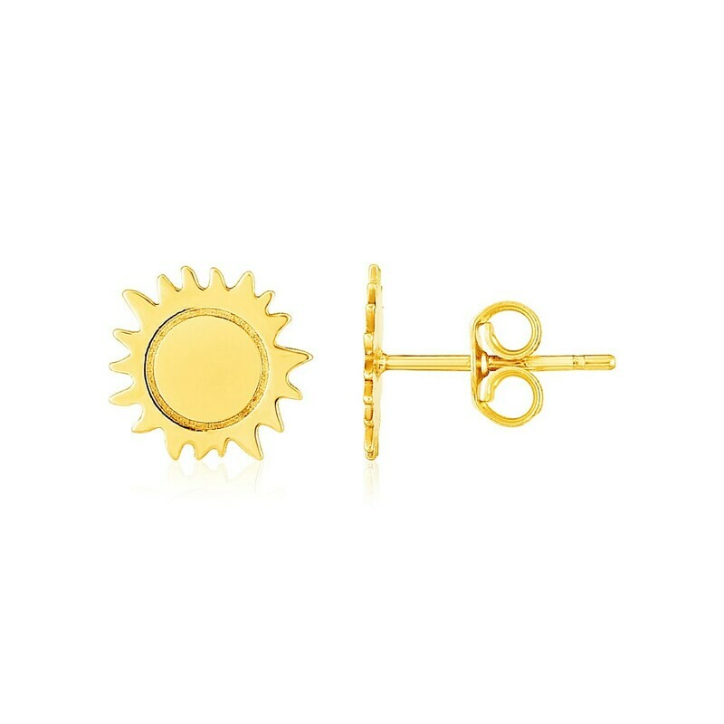 14K Yellow Gold Sun Earrings