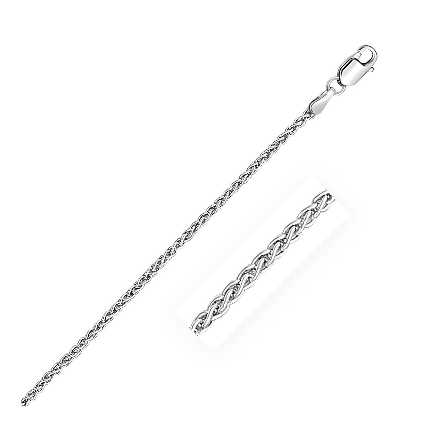 2.1mm 14k White Gold Round Wheat Chain, Size: 16&quot;