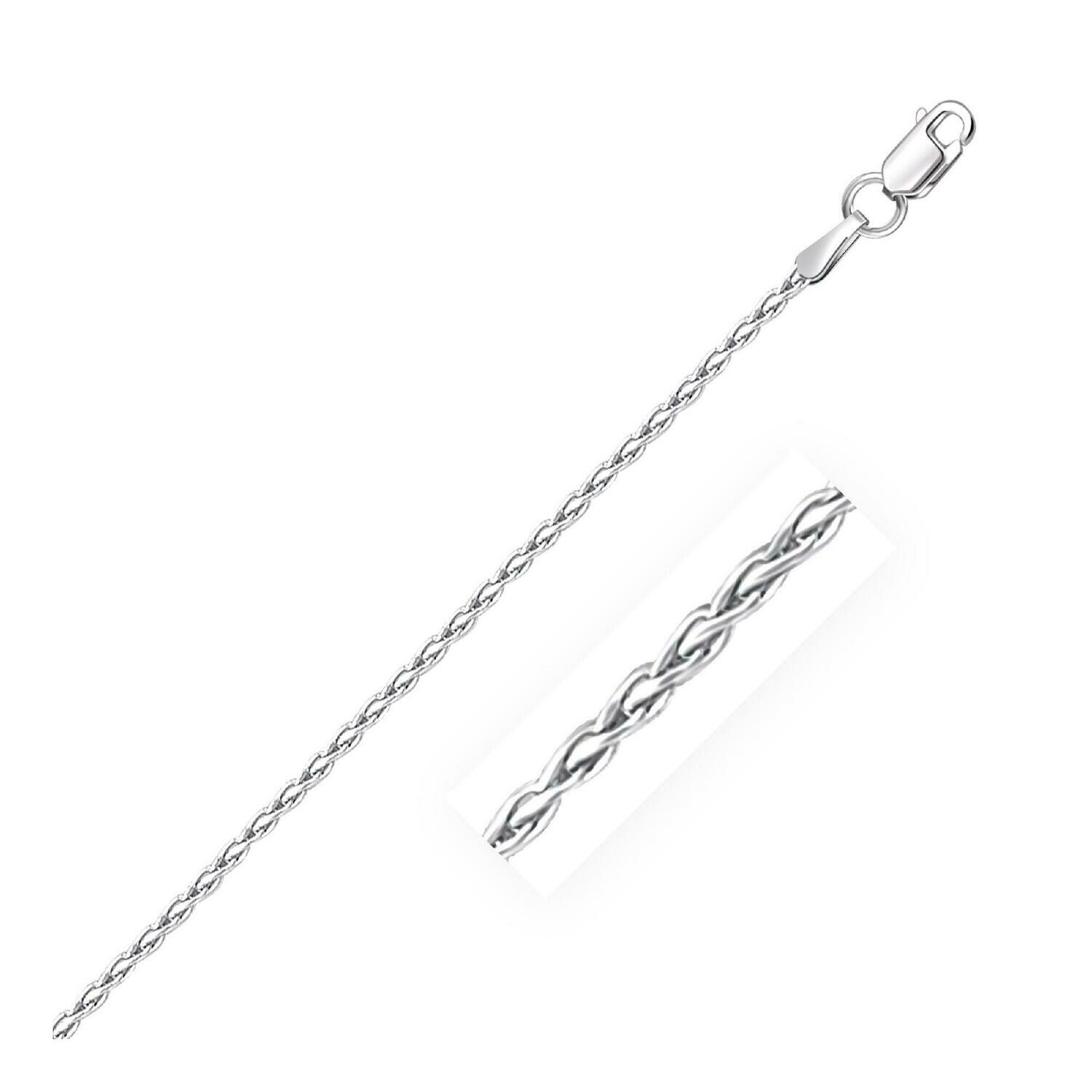 18k White Gold Round Wheat Chain 1.4mm, Size: 16&quot;