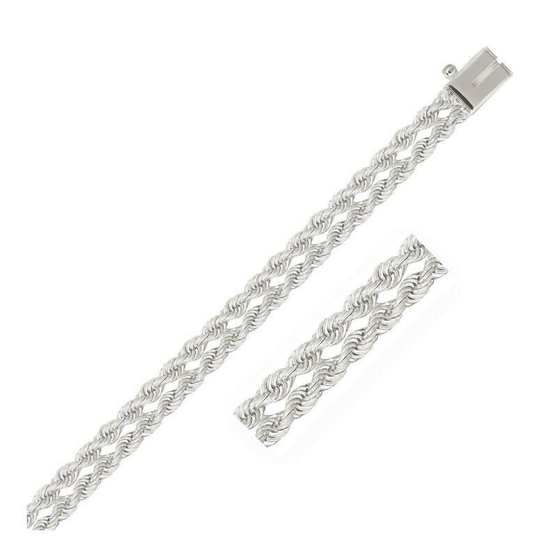 5.0 mm 14k White Gold Dual Row Rope Bracelet
