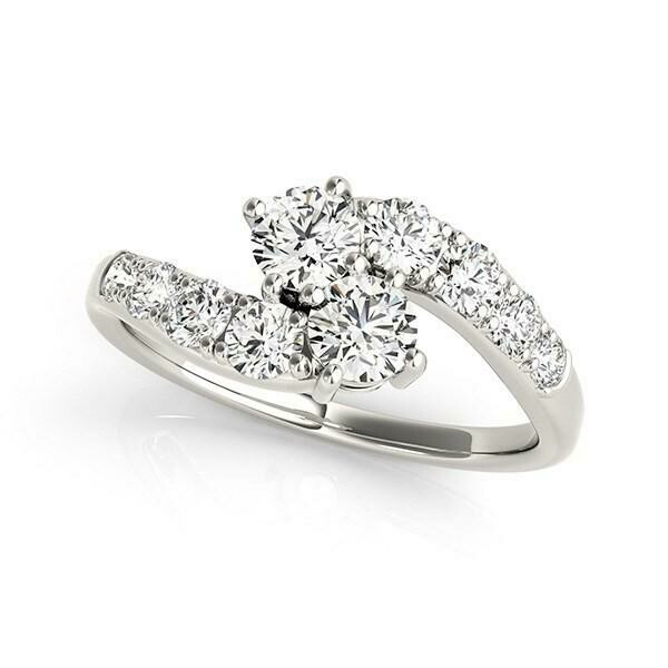 14k White Gold Two Stone Overlap Design Diamond Ring (1 cttw), Size: 3