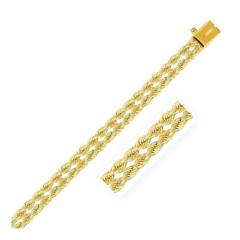 5.0 mm 14k Yellow Gold Dual Row Rope Bracelet