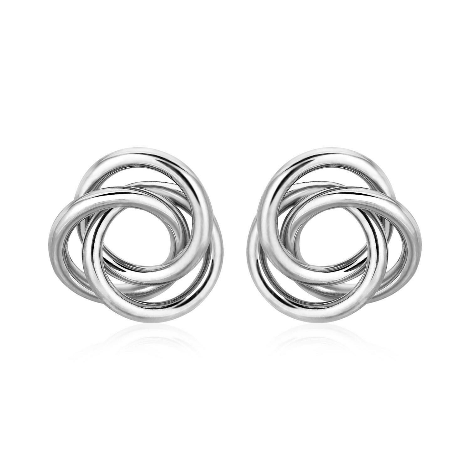 Polished Open Love Knot Earrings in Sterling Silver