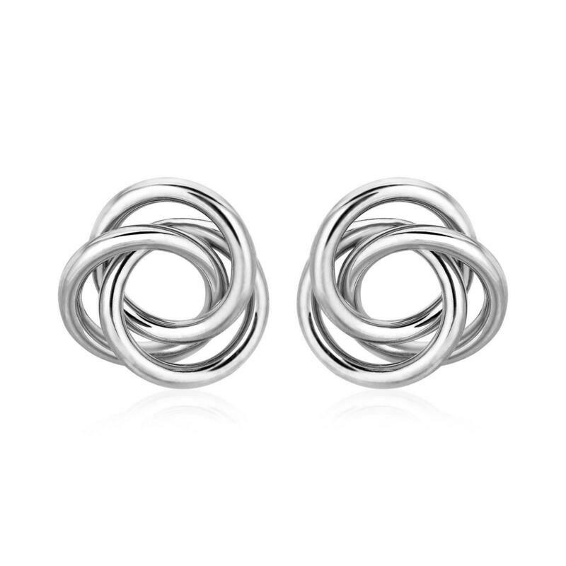 Polished Open Love Knot Earrings in Sterling Silver