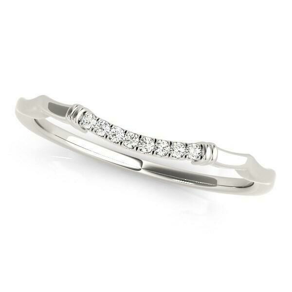 14k White Gold Wave Design Pave Set Diamond Wedding Ring (1/20 cttw), Size: 3