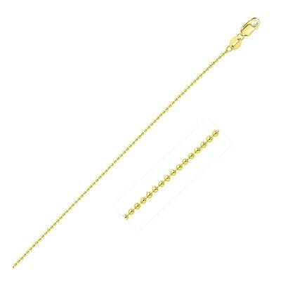 14k Yellow Gold Bead Chain 1.0mm