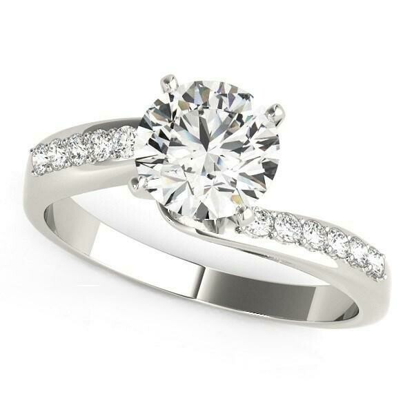 14k White Gold Bypass Round Pronged Diamond Engagement Ring (1 5/8 cttw), Size: 3