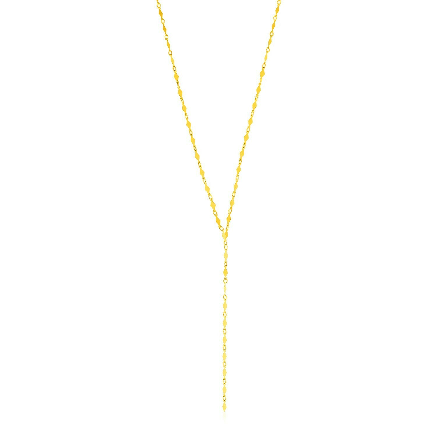 14K Yellow Gold Polished Diamond Motif Lariat Necklace