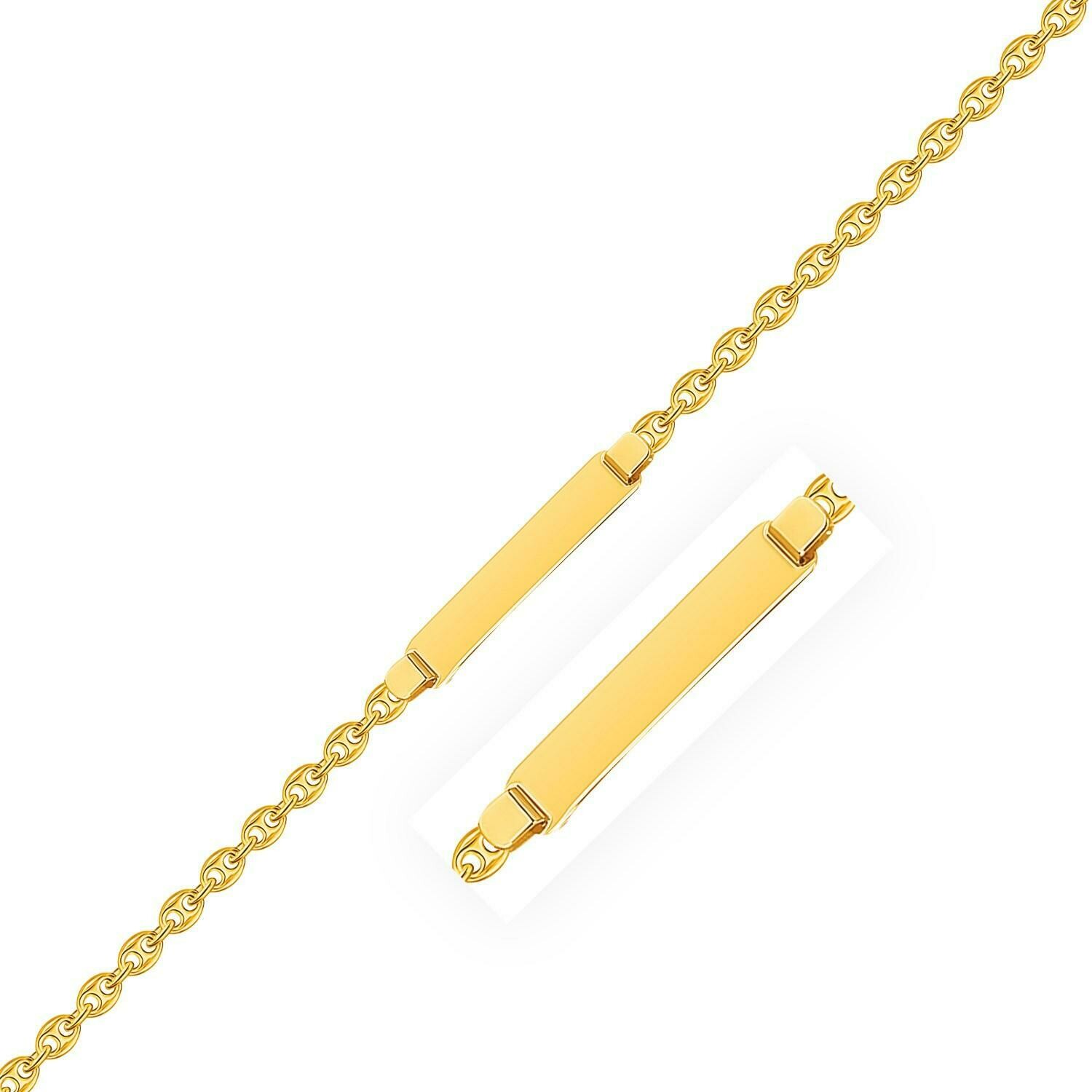 14k Yellow Gold Puffed Mariner Link Children&#39;s ID Bracelet